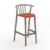 Chocolate_Orange - Woody Alto Polypropylene Barstool with Upholstered Seat Pad - 12.7 lbs. 