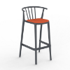 Dark Grey_Orange - Woody Alto Polypropylene Barstool with Upholstered Seat Pad - 12.7 lbs. 