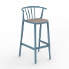 Retro Blue_Linen - Woody Alto Polypropylene Barstool with Upholstered Seat Pad - 12.7 lbs.