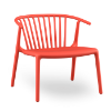 Red - Woody Lounge Stacking Polypropylene Outdoor Dining Chair with Arms - 15.6 lbs.