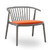 Dark Grey_Orange - Woody Lounge Polypropylene Dining Arm Chair with Upholstered Seat Pad - 16.5 lbs.