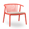 Red_Linen - Woody Lounge Polypropylene Dining Arm Chair with Upholstered Seat Pad - 16.5 lbs.