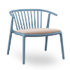 Retro Blue_Linen - Woody Lounge Polypropylene Dining Arm Chair with Upholstered Seat Pad - 16.5 lbs.