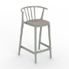 Green Grey_Linen - Woody Medio Polypropylene Counter Height Chair with Upholstered Seat Pad - 13.5 lbs.