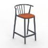 Dark Grey_Orange - Woody Medio Polypropylene Counter Height Chair with Upholstered Seat Pad - 13.5 lbs.