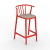 Red_Linen - Woody Medio Polypropylene Counter Height Chair with Upholstered Seat Pad - 13.5 lbs.