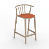 Sand_Orange - Woody Medio Polypropylene Counter Height Chair with Upholstered Seat Pad - 13.5 lbs.