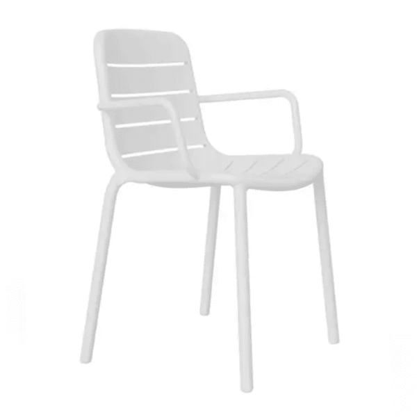 White -  Gina Stacking Polypropylene Dining Chair with Arms - 8 lbs. 