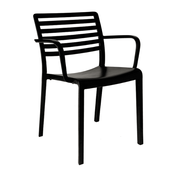 Black  - Lama Polypropylene Poolside Patio Armless Dining Chair
