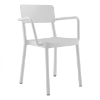 White - Lisboa Stacking Polypropylene Patio Dining Arm Chair - 9 lbs.