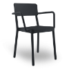 Black - Lisboa Stacking Polypropylene Patio Dining Arm Chair - 9 lbs.