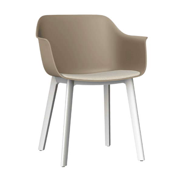 Sand_White_Linen - Shape Click Polypropylene Outside Dining Chair with Upholstered Seat Pad - 15.2 lbs.