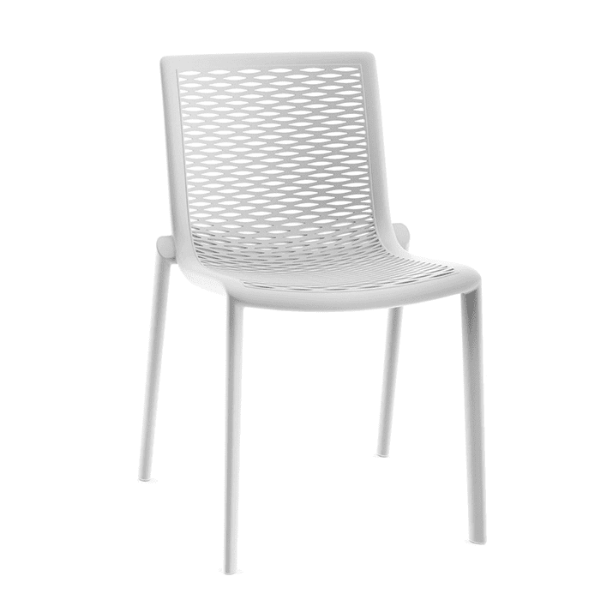 White - Netkat Stacking Polypropylene Armless Dining Chair - 7.9 lbs.