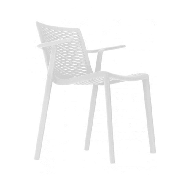 White - Netkat Stacking Polypropylene Dining Arm Chair - 9 lbs.
