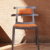 Tokyo Polypropylene Outdoor Dining Chair with Upholstered Seat Pad and Backrest - 10.1 lbs.