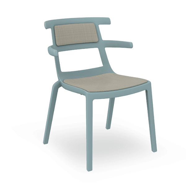 Turquiose_Linen - Tokyo Polypropylene Outdoor Dining Chair with Upholstered Seat Pad and Backrest - 10.1 lbs.