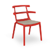 Red_Linen - Tokyo Polypropylene Outdoor Dining Chair with Upholstered Seat Pad - 10.1 lbs.