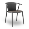 Chocolate_Taupe - Woody Flat Polypropylene Outdoor Dining Armchair with Upholstered Seat Pad - 12.6 lbs.