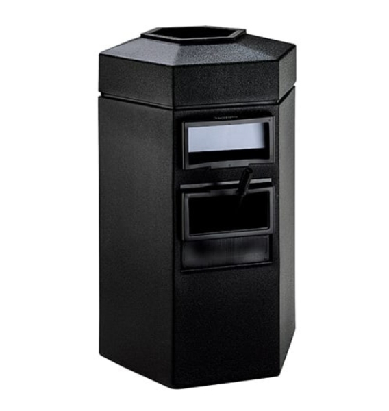 Picture of 45 Gallon Island Service Center - Polyethylene Plastic Hexagonal Receptacle with 2 Gallon Bucket and Towel Dispenser - 32 Lbs.