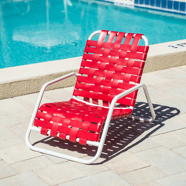 C40B - St. Maarten II Stackable Crossweave Vinyl Strap Beach Sand Chair - 9 lbs.
