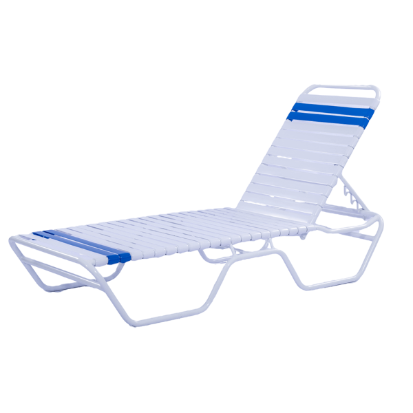 C120 - St. Maarten II Low Profile Stackable Vinyl Strap Chaise Lounge with 12" Seat Height - 20 lbs.