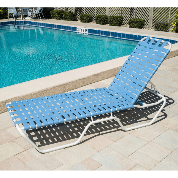 Picture of St. Maarten II Low Boy Stackable Crossweave Vinyl Strap Chaise Lounge with 12" Seat Height - 20 lbs.