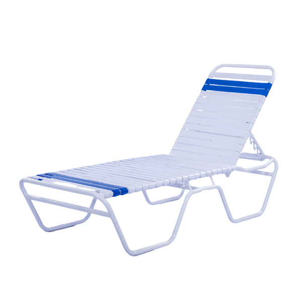 C140 - St. Maarten II Standard Stackable Vinyl Strap Chaise Lounge with 14" Seat Height - 21 lbs.