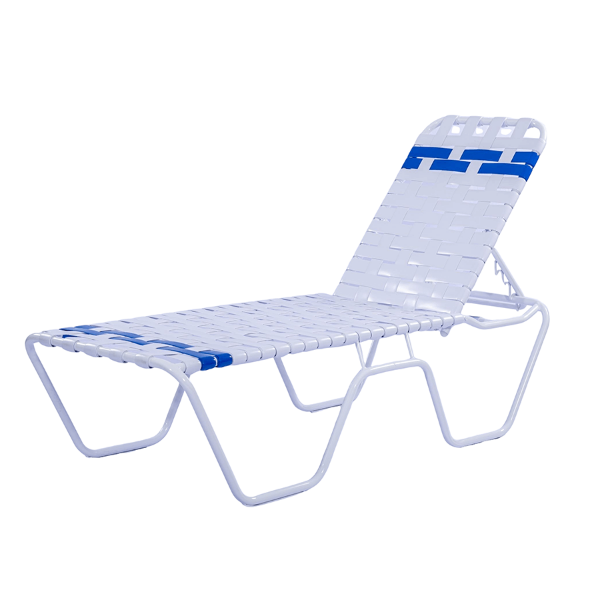 C140B - St. Maarten II Standard Stackable Crossweave Vinyl Strap Chaise Lounge with 14" Seat Height - 25 lbs.