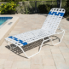 C140B - St. Maarten II Standard Stackable Crossweave Vinyl Strap Chaise Lounge with 14" Seat Height - Lifestyle