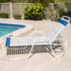 C145 - St. Maarten II Standard Stackable Vinyl Strap Chaise Lounge with Arms and 14" Seat Height - Lifestyle