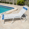 C145B - St. Maarten II Standard Stackable Crossweave Vinyl Strap Chaise Lounge with  Arms and 14" Seat Height - Lifestyle