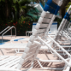 C160 - St. Maarten II Elevated Stackable Vinyl Strap Chaise Lounge with 16" Seat Height - Detail