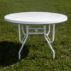 FL36 - St. Maarten II Fiberglass Round Dining Patio Table with Supports - Lifestyle