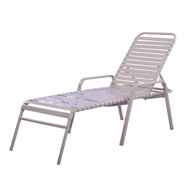 R165 - Resort Elevated Stackable Vinyl Strap Chaise Lounge with Arms and 16" Seat Height - 22 lbs.