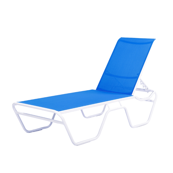 SC140 - St. Maarten II Standard Stackable Sling Chaise Lounge with 14" Seat Height - 20 lbs.