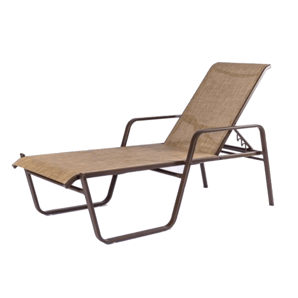 SR165 - Resort Elevated Stackable Sling Chaise Lounge with Semi-Sled Base and 16" Seat Height - 22 lbs.