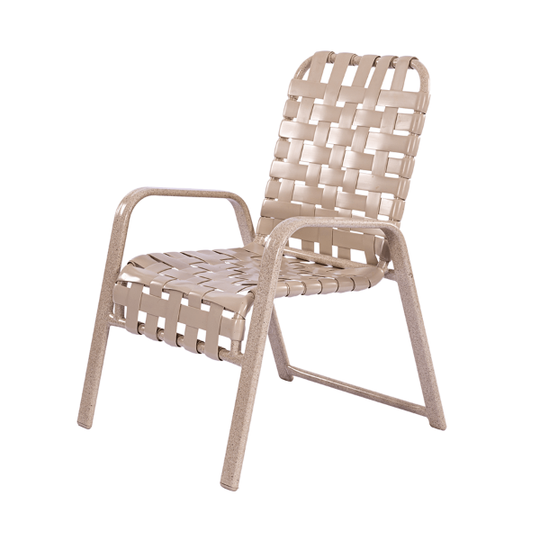 Waterfront Stackable Crossweave Vinyl Strap Dining Patio Chair - 15 lbs.
