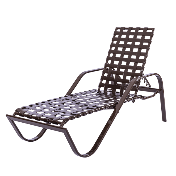 W145B - Waterfront Standard Crossweave Vinyl Strap Chaise Lounge with Arms and 14" Seat Height - 26 lbs.