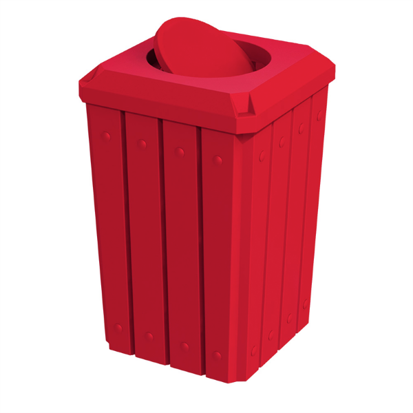 Red - 32 Gallon Plastic Receptacle with Bug Barrier Lid and Liner