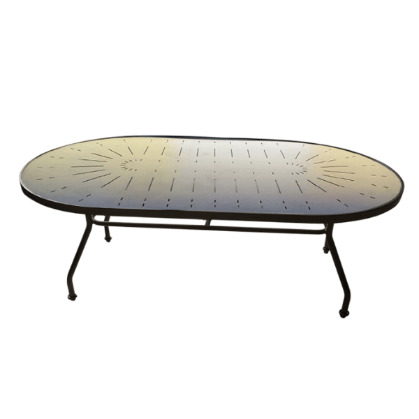 S-18X34PUNCH -  18” x 34” Oval Punched Aluminum Sierra Patio Coffee Table for Patios