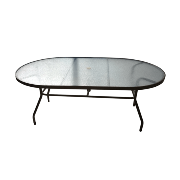 K-42x72A - 42” x 72” Oval Acrylic Kingfisher Dining Patio Table with Aluminum Frame