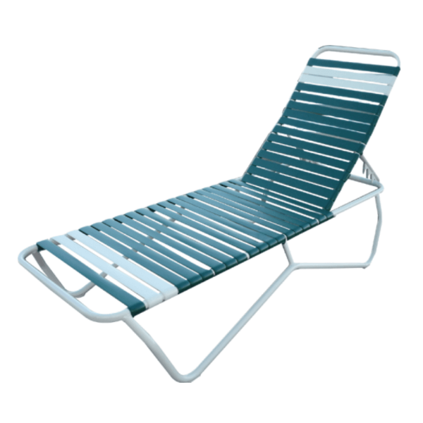 A-100  - Aruba Vinyl Strap Stackable Chaise Lounge - Durable Light Commercial Grade