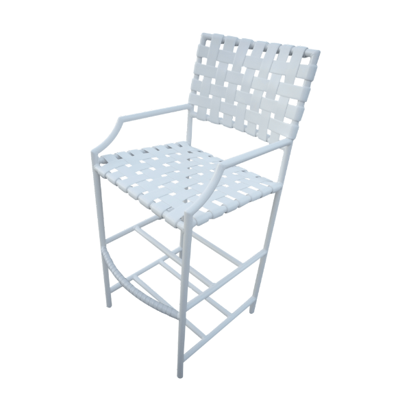 B-75 - Brazil Basketweave Vinyl Strap Bar Height Chair with Aluminum Frame