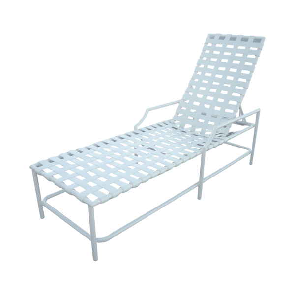 B-150 - Brazil Basketweave Vinyl Strap Chaise Lounge with Arms - 14" Seat Height
