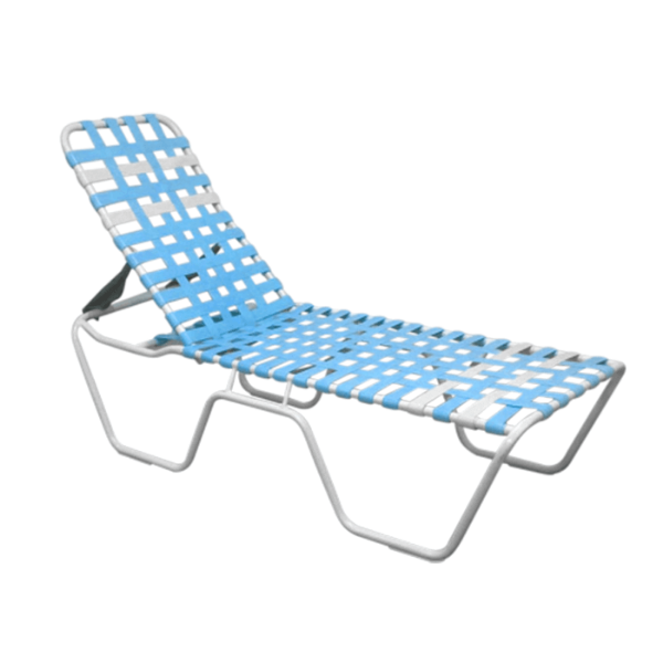 C-152C - Classic Senior Height Basketweave Vinyl Straps Chaise Lounge - 19” Seat Height