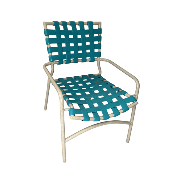C-53C - Classic Stackable Basketweave Vinyl Strap Dining Patio Chair - 10 lbs. 