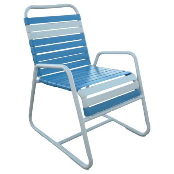C-55 - Classic Vinyl Strap Stackable Sled Base Beach Dining Chair - 10 lbs. 