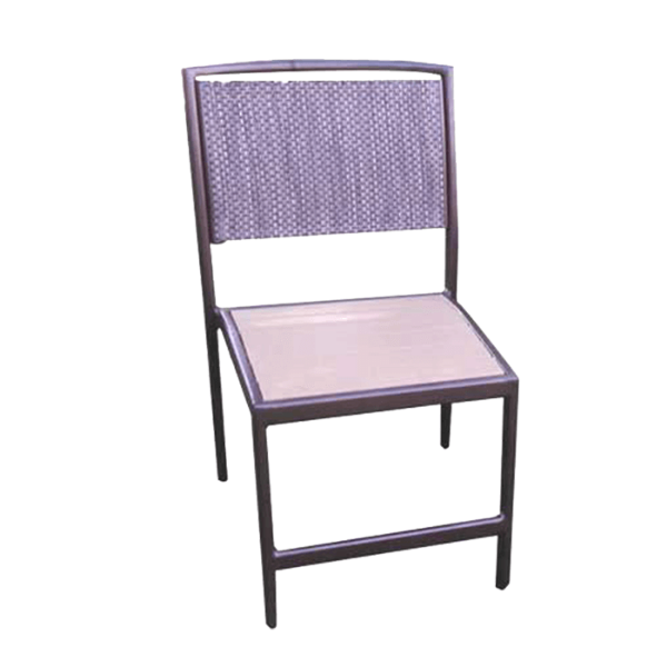 EW-49SL - Eco Wood Armless Patio Dining Chair with Sling Back, Recycled Plastic Seat, and Aluminum Frame
