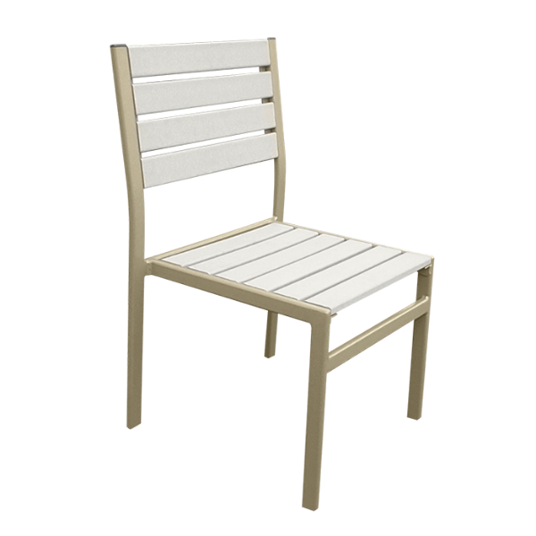 EW-49 - Eco Wood Recycled Plastic Armless Patio Dining Chair with Aluminum Frame