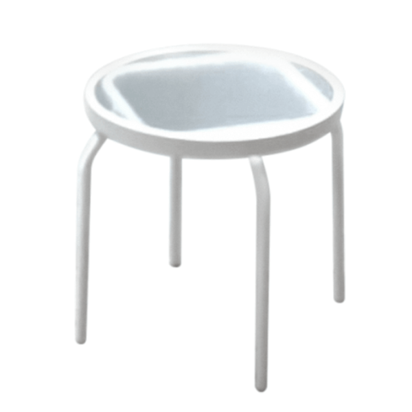 C-18A - Round Acrylic Classic Patio Side Table with Aluminum Frame